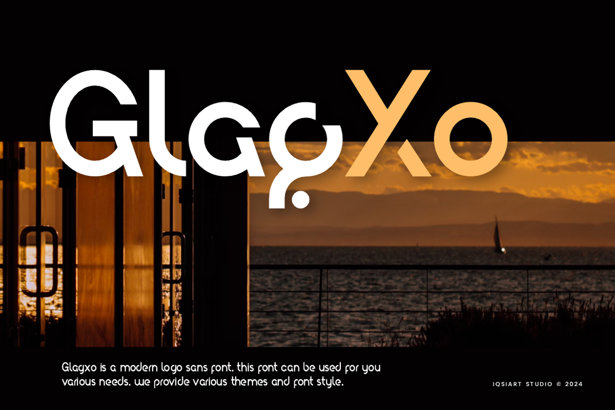 Glagxo - Modern Sans Logo Font, a Sans Serif Font by Iqsiart Studio (Photo 1 of 7)