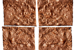 Rectangular baked brownie chocolate cake with cracked surface, a Food & Drink Photo by ndanko