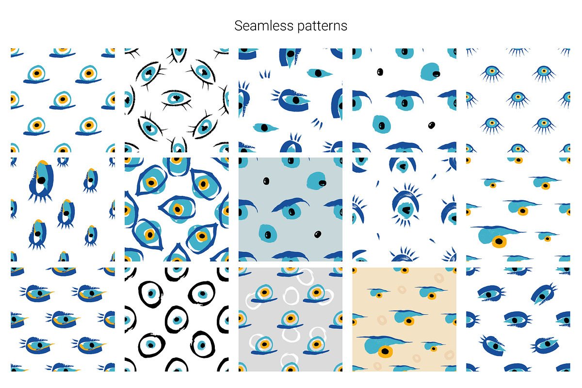 Evil Eyes Seamless Patterns, a Pattern Graphic by bazarova