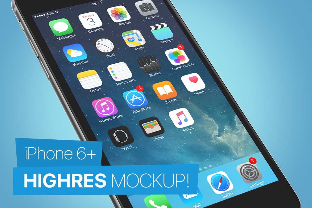 iPhone 6+ mockup, an iPhone Mockup by Shakuro (Photo 1 of 3)