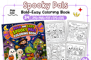 Bold and Easy Spooky Pals Coloring, a Seasonal Illustration by Design Station