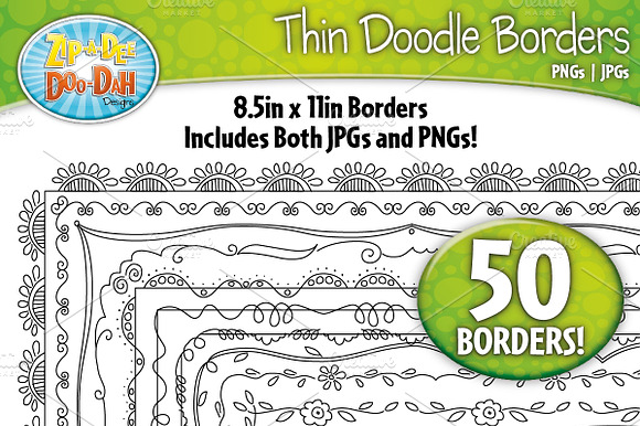 Thin Doodle Frame Borders Set 1 preview 2