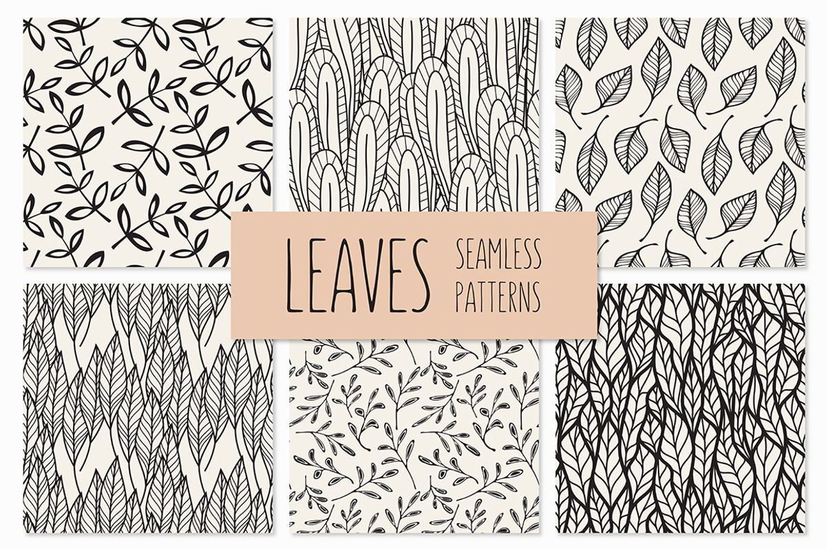 Leaves Seamless Patterns Set, a Pattern Graphic by Curly_Pat (Photo 1 of 5)