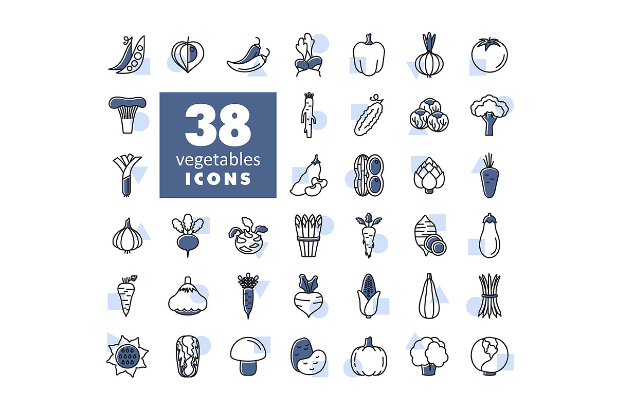 38 Vegetables vector icons set, an Icon by Nasik-Nosik