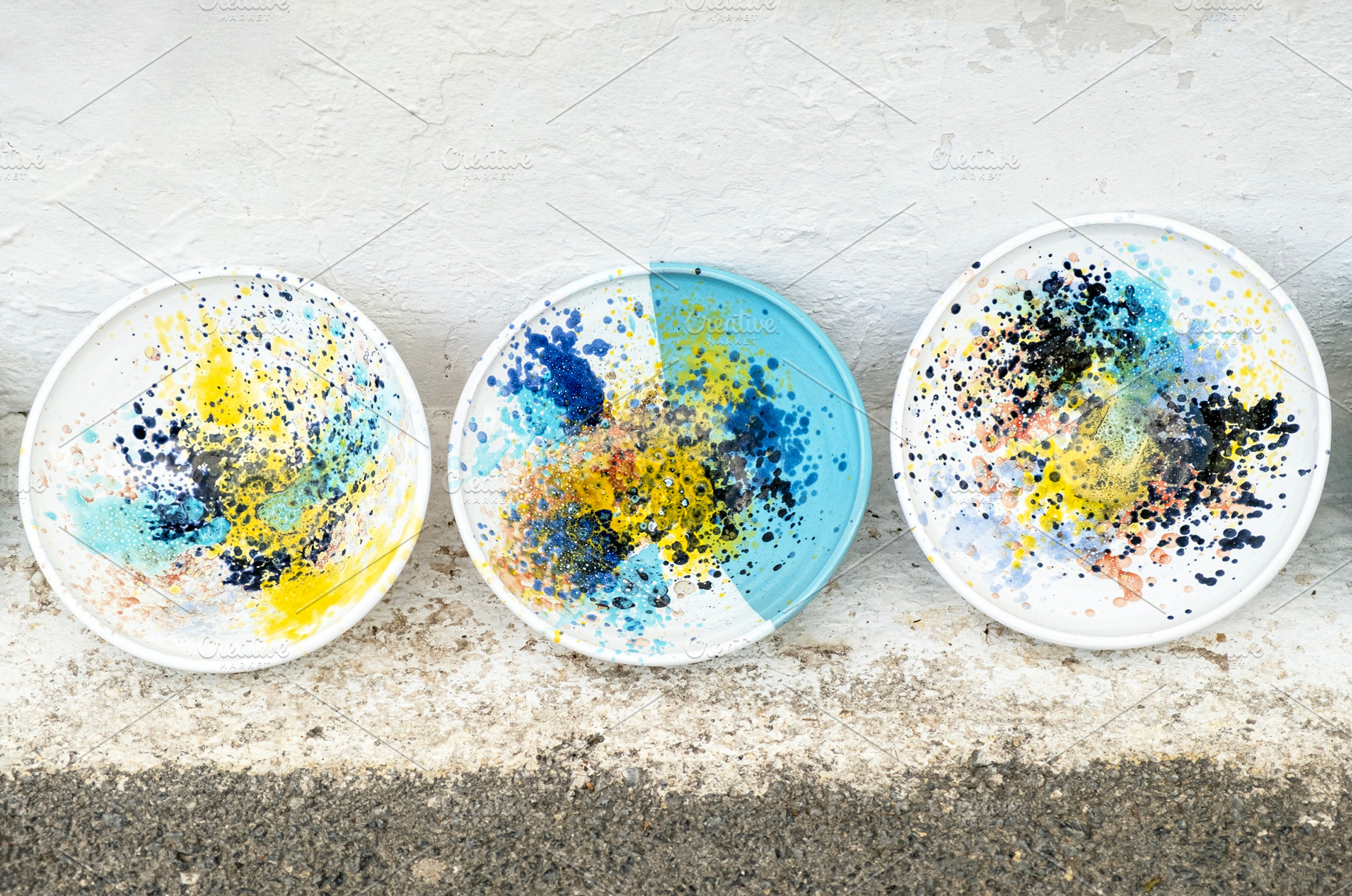 Three colorful Greek ceramic plates, an Arts & Entertainment Photo by BOOCYS