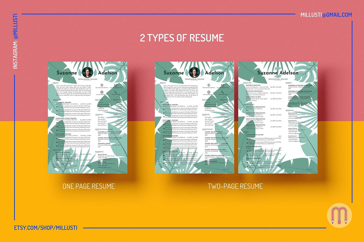 Natural Tropical Leaves Resume Canva, a Resume Template by Millusti (Photo 8 of 9)