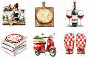 Watercolor Pizzeria Clipart, an Illustration by OK Design (Thumbnail 3 of 5)