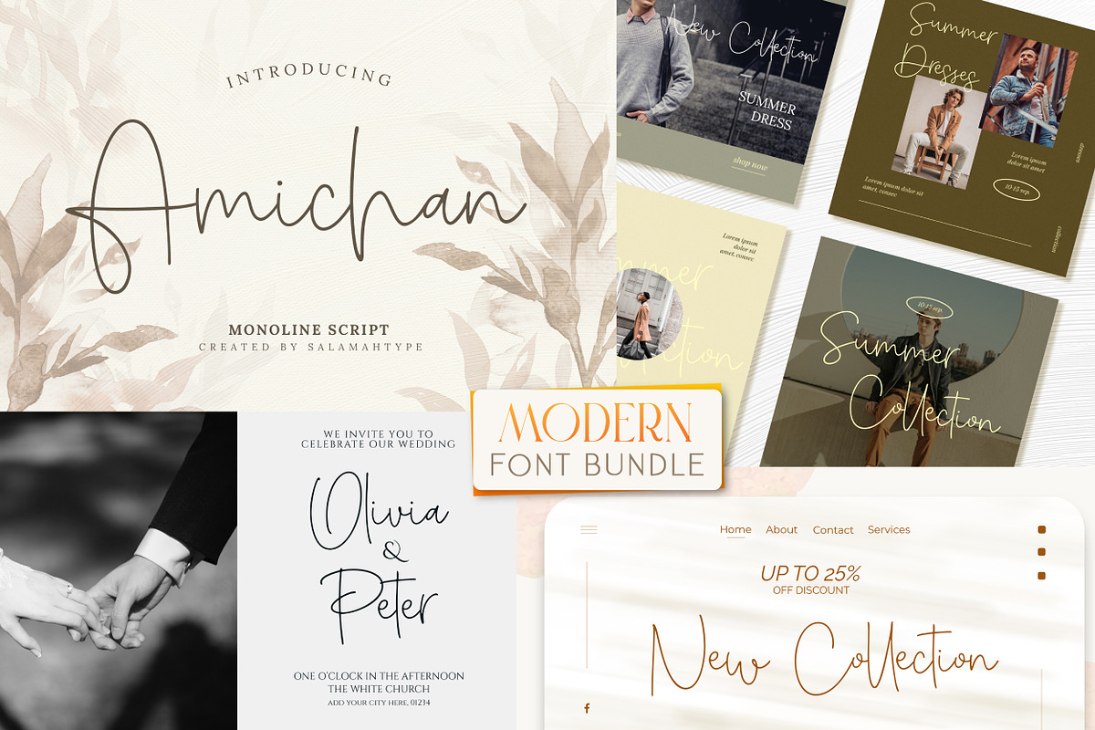 Modern and Elegant Font Bundle, a Sans Serif Font by Salamahtype