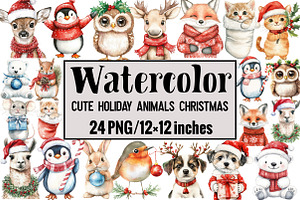 Cute Holiday Animals Christmas, an Illustration by Design Market