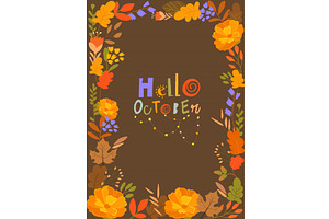 Autumn Leaves Border Frame With, an Object Illustration by Maria Starus