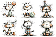 Whimsical Cat Clipart, an Illustration by Pixels.Craft (Thumbnail 4 of 5)