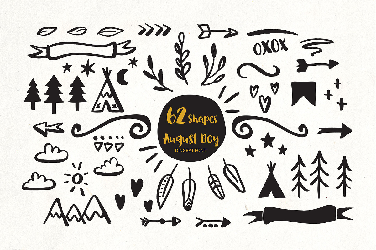 August Boy bold brush font + Dingbat preview 6