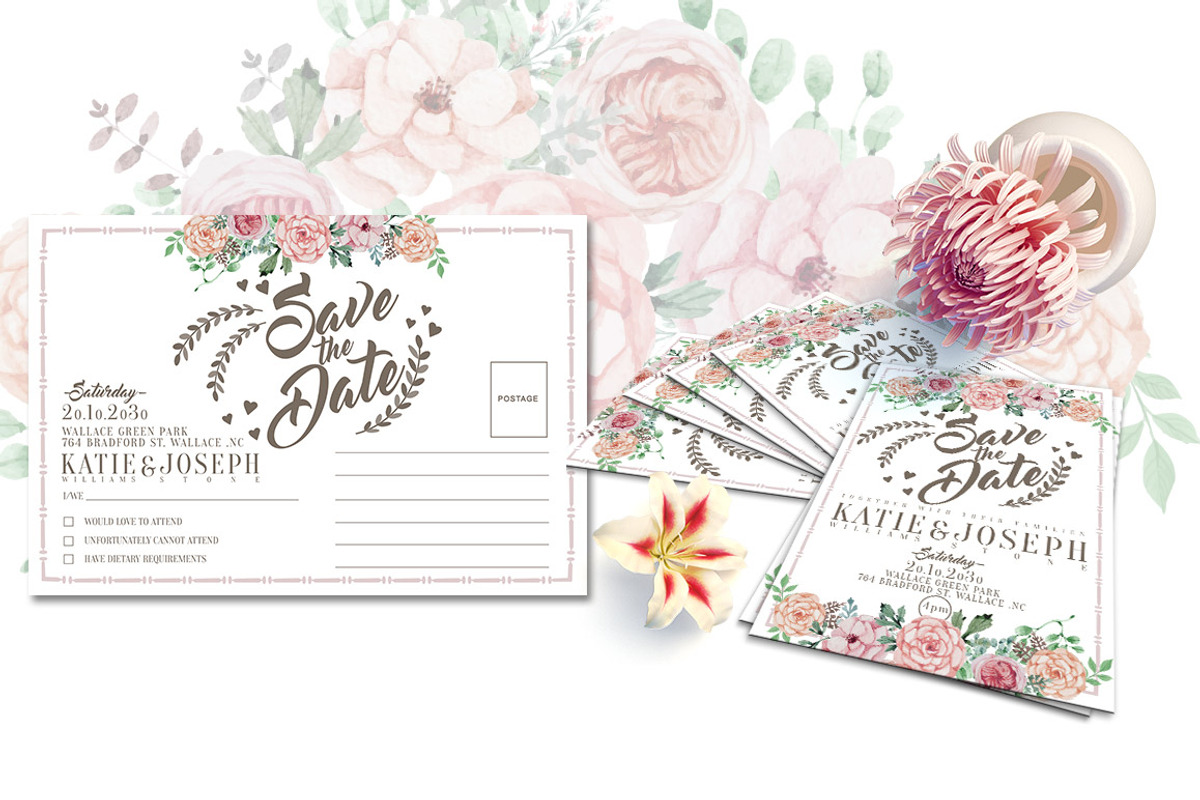 Flower Wedding Invitation, a Card Template by Tiaga (Photo 2 of 4)