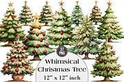 Whimsical Christmas Tree Clipart, an Illustration by DreamArtGraphic (Thumbnail 1 of 4)
