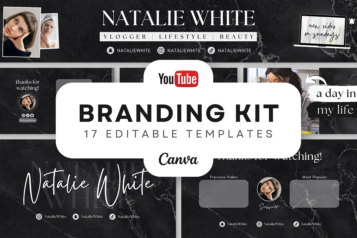 YouTube Branding Kit For Canva, a Social Media Template by OniriqveDesigns (Photo 1 of 10)