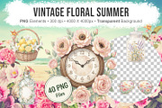 Vintage Floral Summer PNG, a Decorative Illustration by Artnoy (Thumbnail 1 of 18)