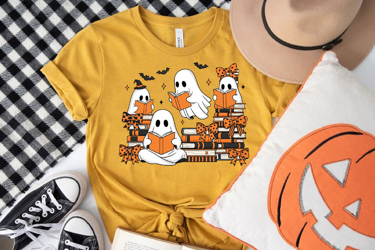 Ghosts Reading Book Halloween PNG, an Illustration by Libby Wishes (Photo 5 of 6)