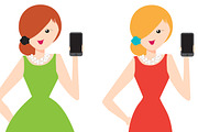 Social Girls on Phone, an Illustration by eightcrazy (Thumbnail 3 of 3)