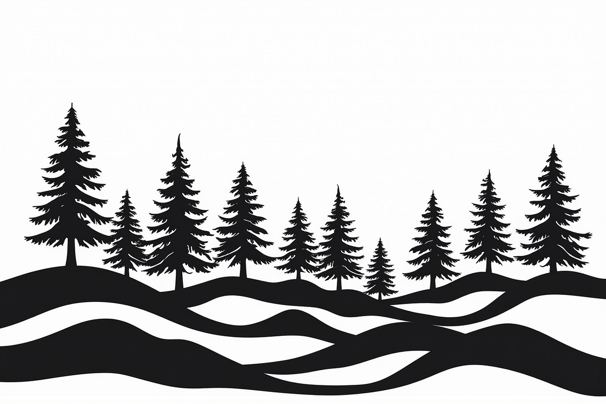 Pine Forest Silhouette Bundle, a Graphic by hafijul (Photo 4 of 16)