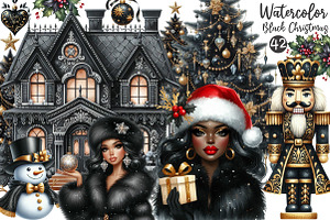 Luxury Black Christmas Clipart, an Illustration by OK Design