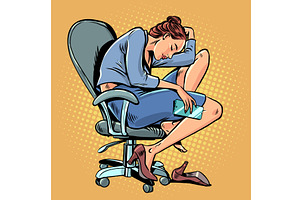 Pop Art Retro A woman sleeps on a, a Person Illustration by studiostoks