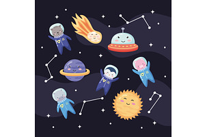 space animals eight icons, an Animal Illustration by studiogstock