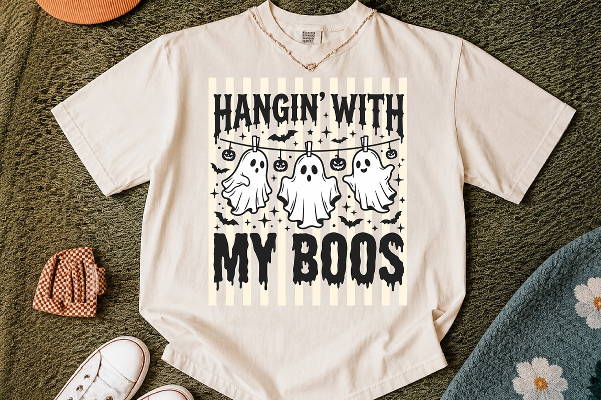 Stripes Funny Hanging Ghosts PNG, a Seasonal Illustration by Libby Wishes (Photo 3 of 4)
