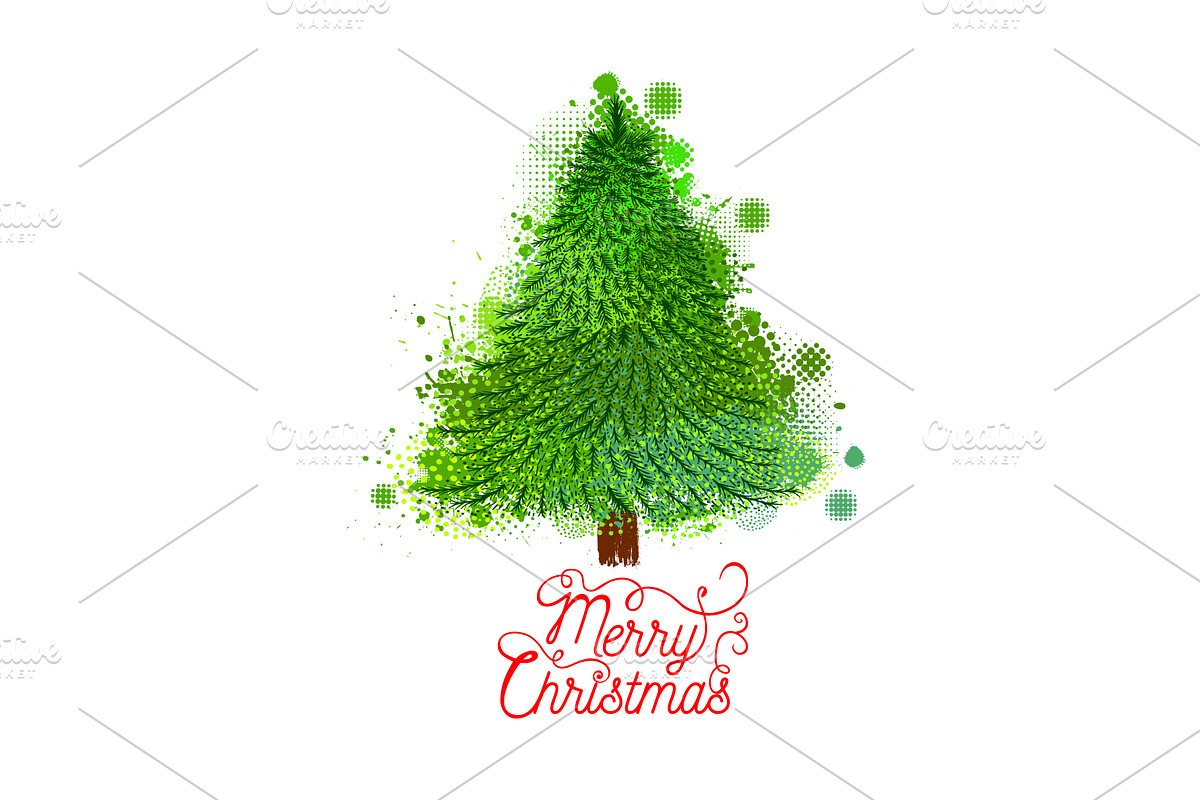 Christmas tree brush strokes. hand, an Illustration by Nenahliadava Design