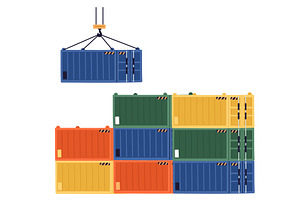 Harbor cargo crane loads colorful, a Transportation Illustration by Vectorbuum