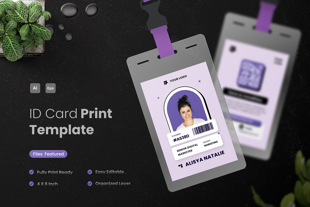 Modern Pleasant Plum ID Card, a Card Template by Annora Studio (Photo 1 of 3)