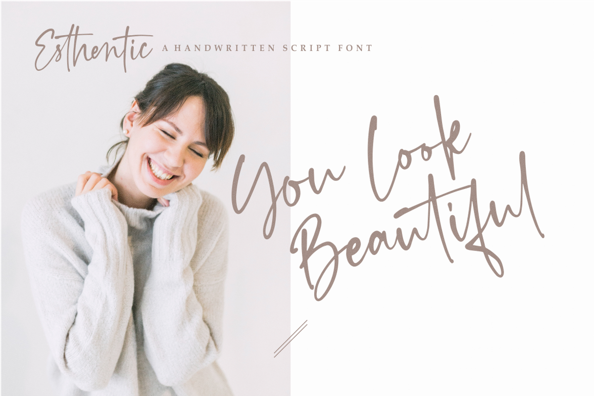 Esthentic a Handwritten Script Font, a Script Font by Vilogsign (Photo 6 of 10)