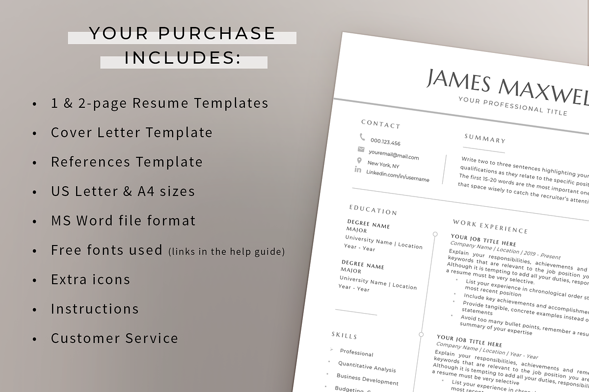 Executive Resume & Cover Letter Word, a Resume Template by Resume Bureau (Photo 5 of 5)