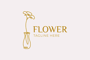 Flower Vase Continuous Line Logo, a Branding & Logo Template by Signatoro