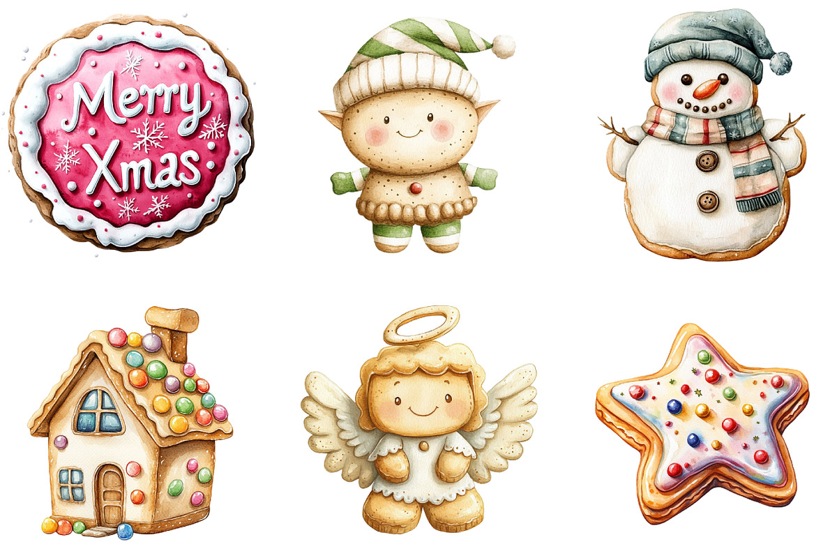 Christmas Cookies Cartoon Clipart, an Illustration by DreamArtGraphic (Photo 2 of 5)