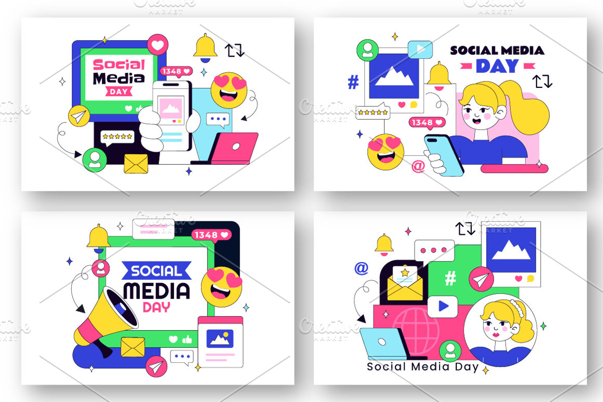 10 Social Media Day Illustration, a Technology Illustration by denayunebgt (Photo 2 of 4)