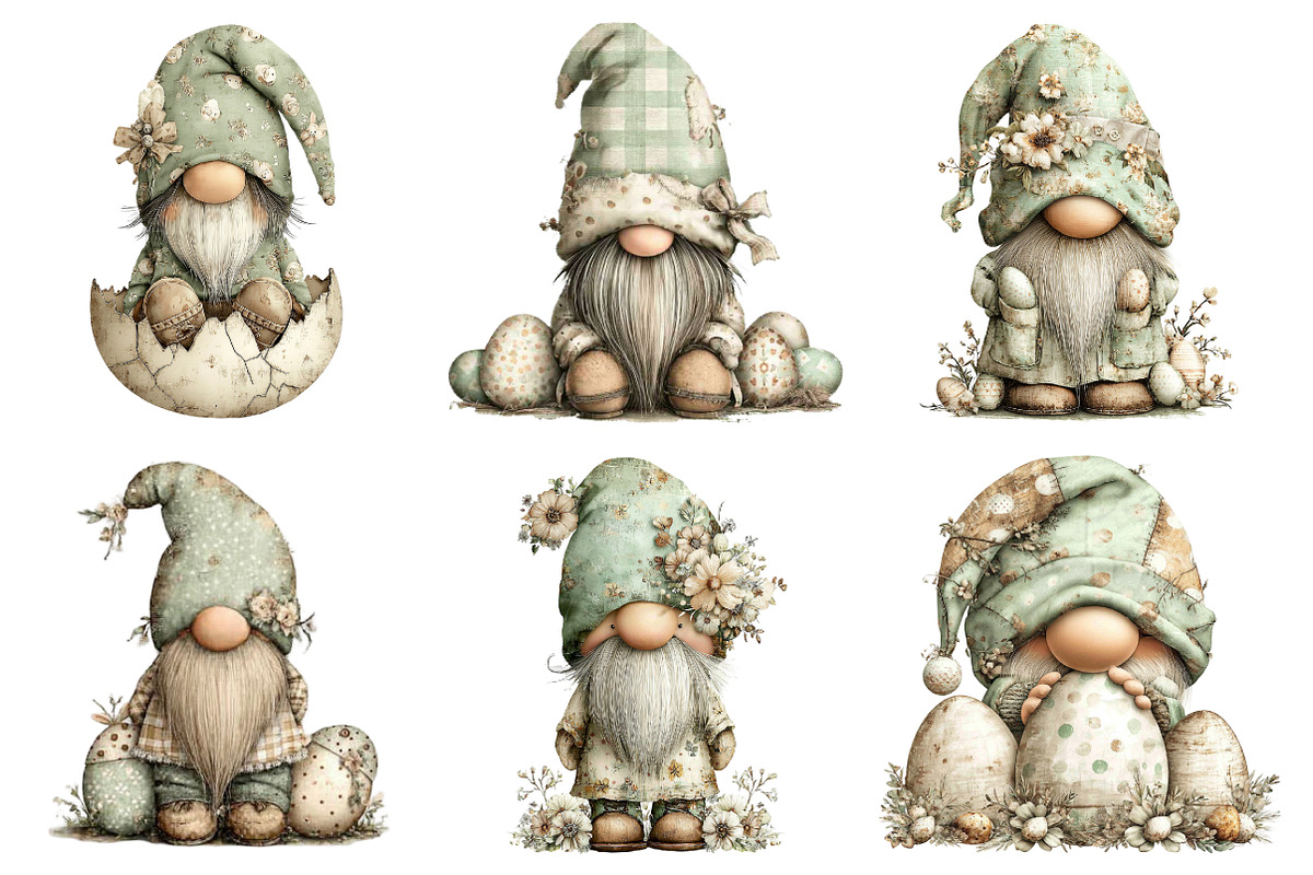 Whimsical Easter Gnome Clipart, an Illustration by designcity5 (Photo 2 of 5)