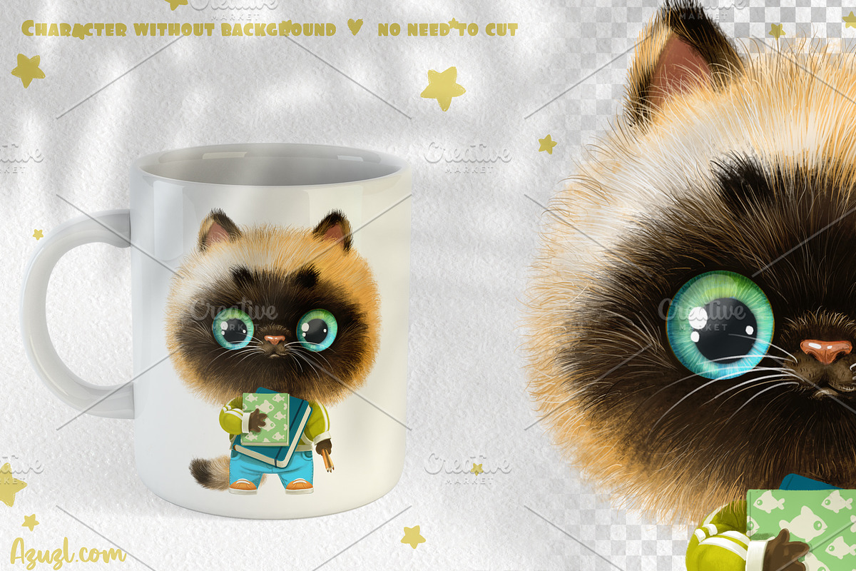 Siamese kitten go to school, an Animal Illustration by Azuzlikus (Photo 2 of 3)