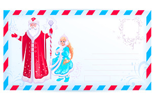 Russian santa claus and snow maiden