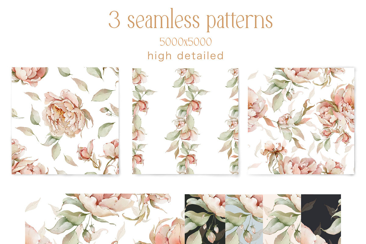 Watercolor flowers summer peony set, a Decorative Illustration by Edith’s World (Photo 7 of 13)