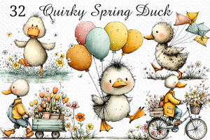 Quirky Spring Duck Clipart Png, an Illustration by Craft Nest