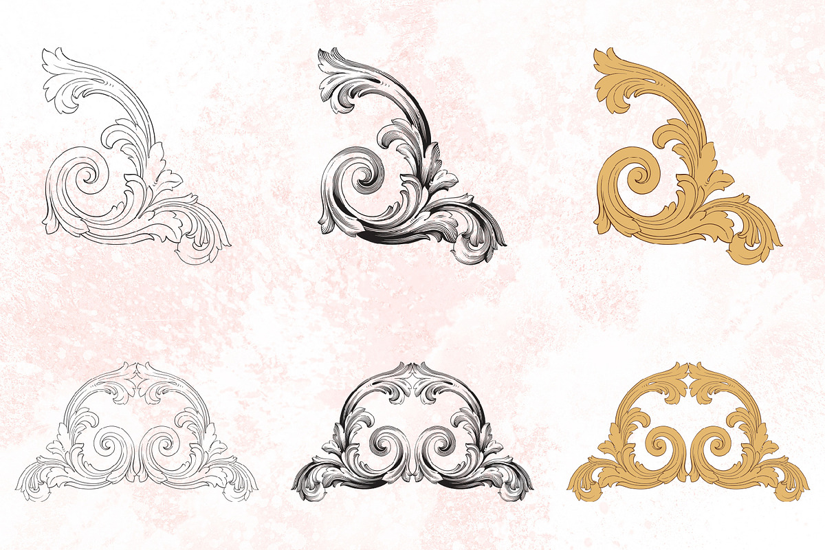 Vector Baroque Ornament elements, a Decorative Illustration by Samira (Photo 2 of 11)