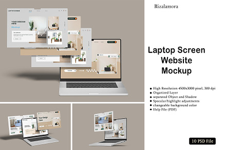 Laptop Screen Website Mockup