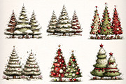 Watercolor Christmas Trees Clipart, an Illustration by Dream Creation (Thumbnail 3 of 7)