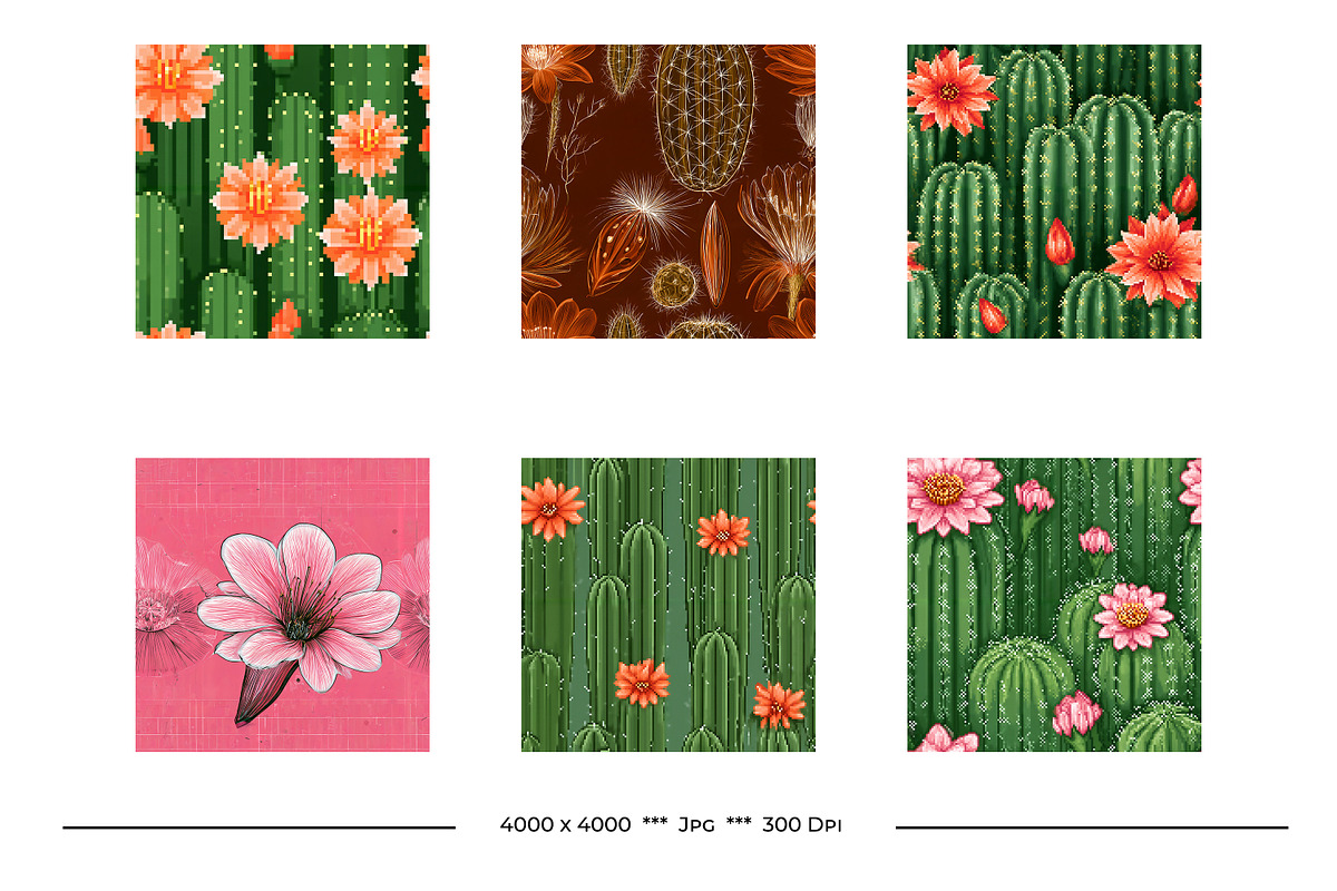 Cactus Flower Retro Art Designs, a Pattern Graphic by karenfoleyphoto (Photo 14 of 18)