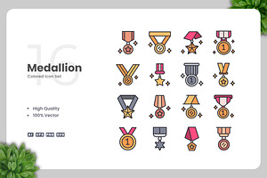 Medallion Colored Icons, an Icon by Upnowgraphic