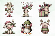Whimsical Christmas Animals Clipart, an Illustration by Creative Art (Thumbnail 2 of 11)
