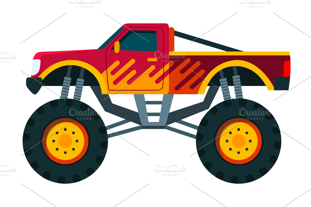 Monster truck. Bright colorful, a Transportation Illustration by Things for designers