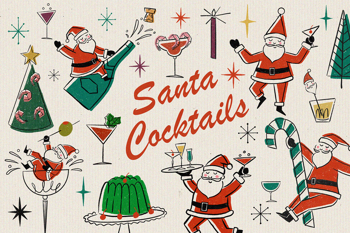 Santa Cocktails Clipart, an Object Illustration by Teresa Art Store (Photo 1 of 7)