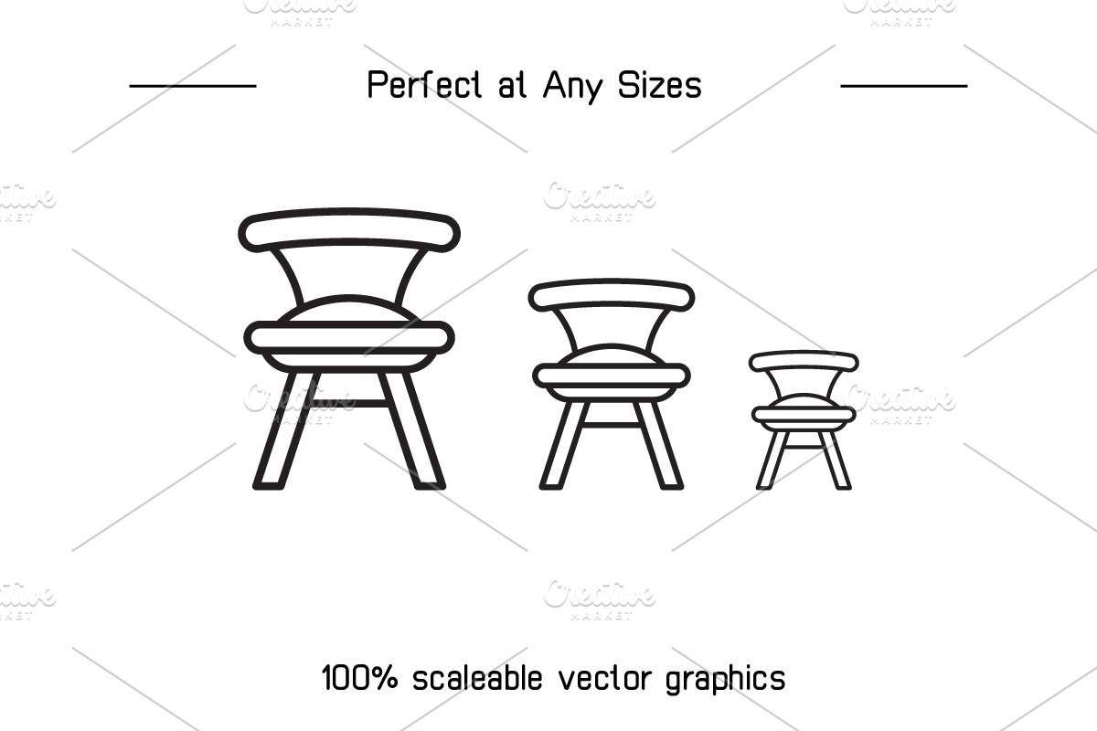 Chair Line Icons Set, an Outline Icon by Designfour (Photo 7 of 7)