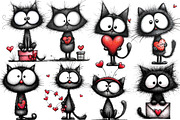 Valentines Black Cat Clipart, an Illustration by Designworld (Thumbnail 2 of 4)